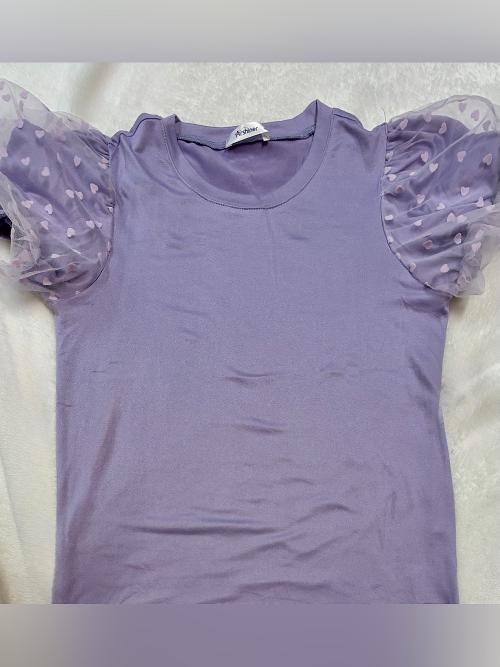 Girls Mesh puff short sleeve blouse- Size 9/10 Cute Boutique Style